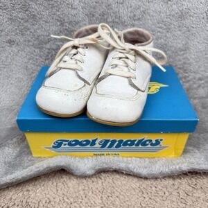 Foot Mates Vintage Baby Boot Shoes Size 5E White Leather 1980s Retro USA Made